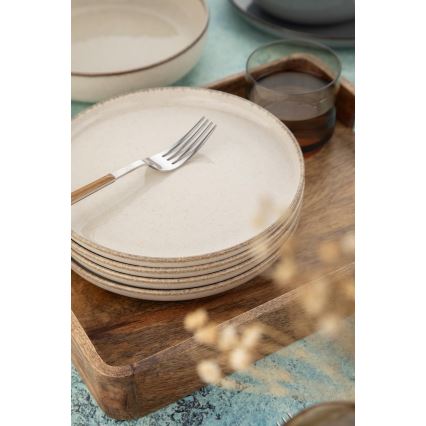 Jedálenská súprava 16 ks sivá/béžová porcelán