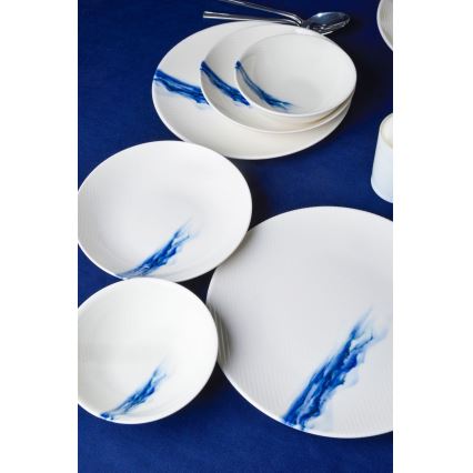 Jedálenská súprava 18 ks biela/modrá/porcelán