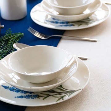 Jedálenská súprava 18 ks biela/modrá/zelená/porcelán