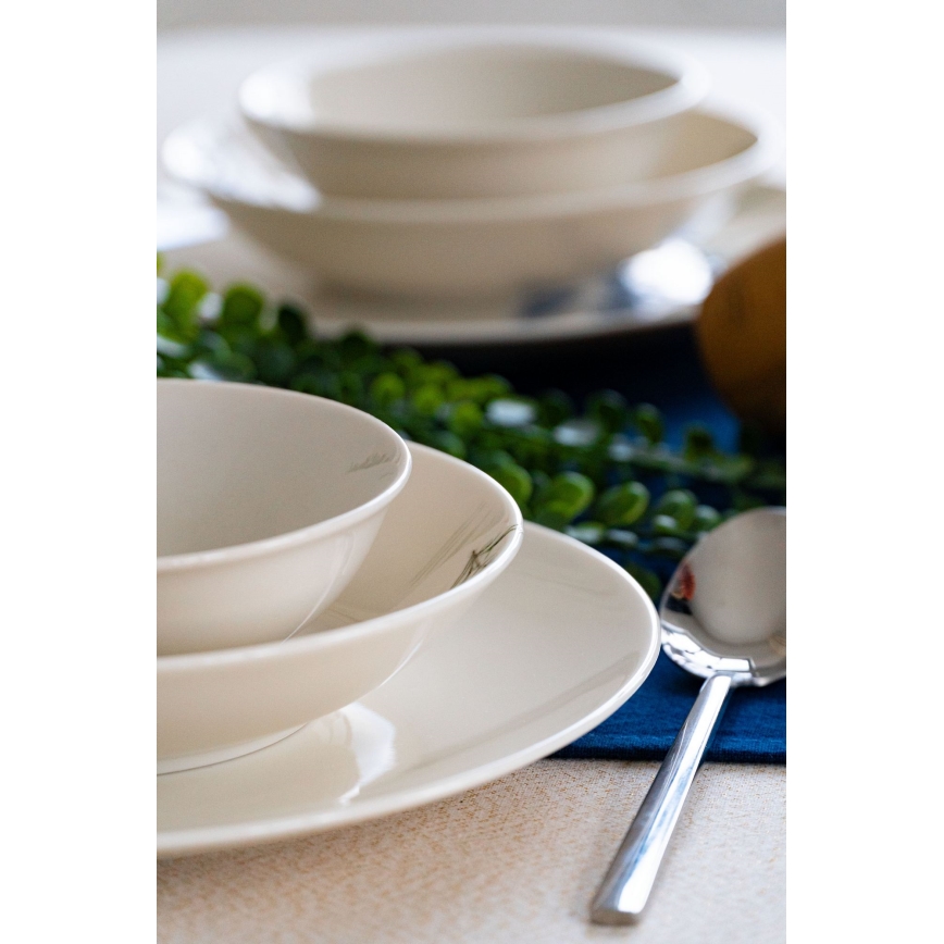 Jedálenská súprava 18 ks biela/modrá/zelená/porcelán