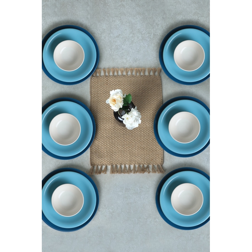 Jedálenská súprava 18 ks modrá/biela/keramika