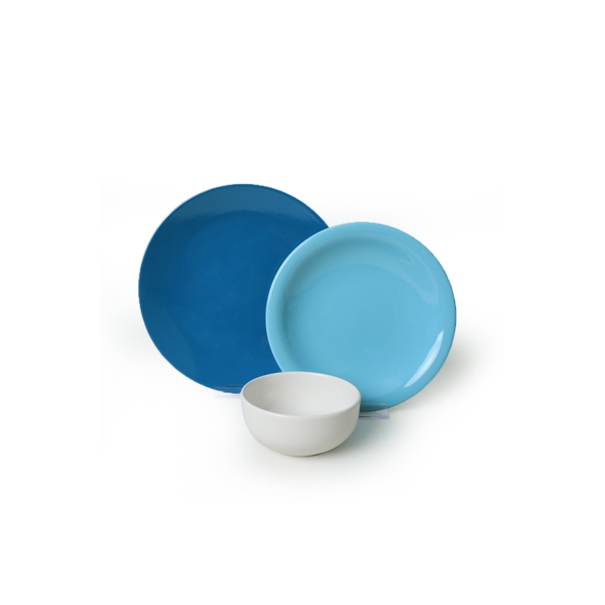 Jedálenská súprava 18 ks modrá/biela/keramika