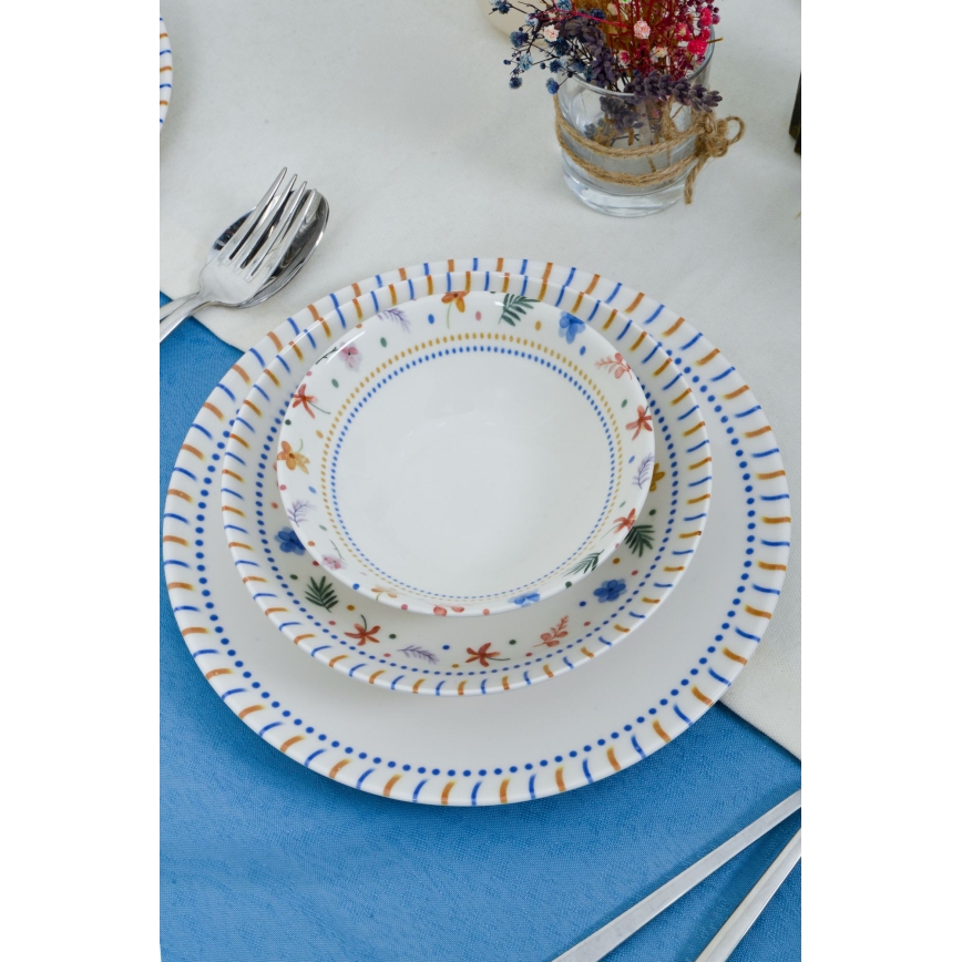 Jedálenská súprava 18 ks pestrofarebná/porcelán