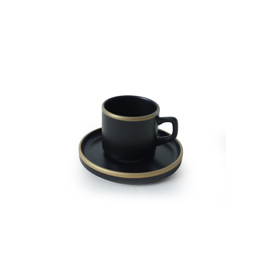 Jedálenská súprava 20 ks čierna/zlatá/kamenina