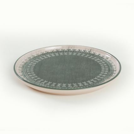 Jedálenská súprava 24 ks béžová/zelená/kamenina