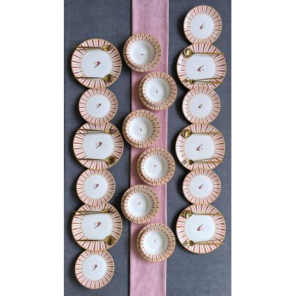 Jedálenská súprava 24 ks biela/červená/zlatá/keramika