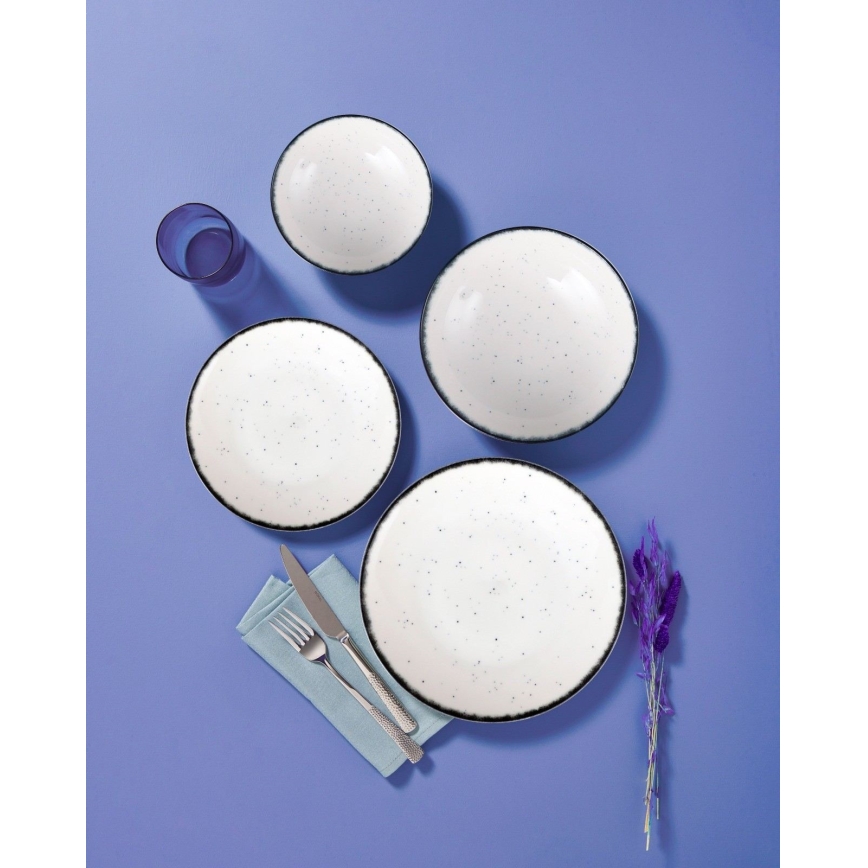 Jedálenská súprava 24 ks biela/čierna/porcelán