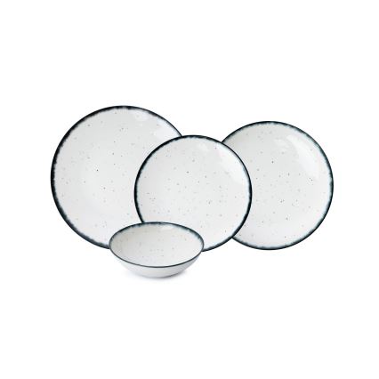 Jedálenská súprava 24 ks biela/čierna/porcelán