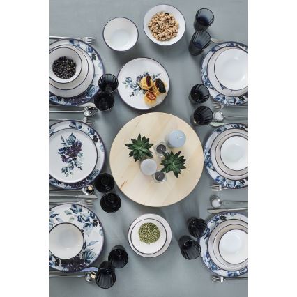 Jedálenská súprava 24 ks biela/modrá/keramika