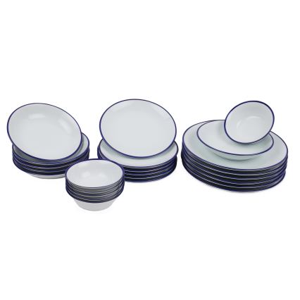 Jedálenská súprava 24 ks biela/modrá/porcelán