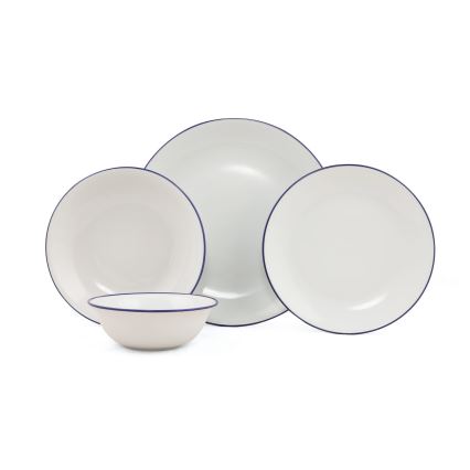 Jedálenská súprava 24 ks biela/modrá/porcelán