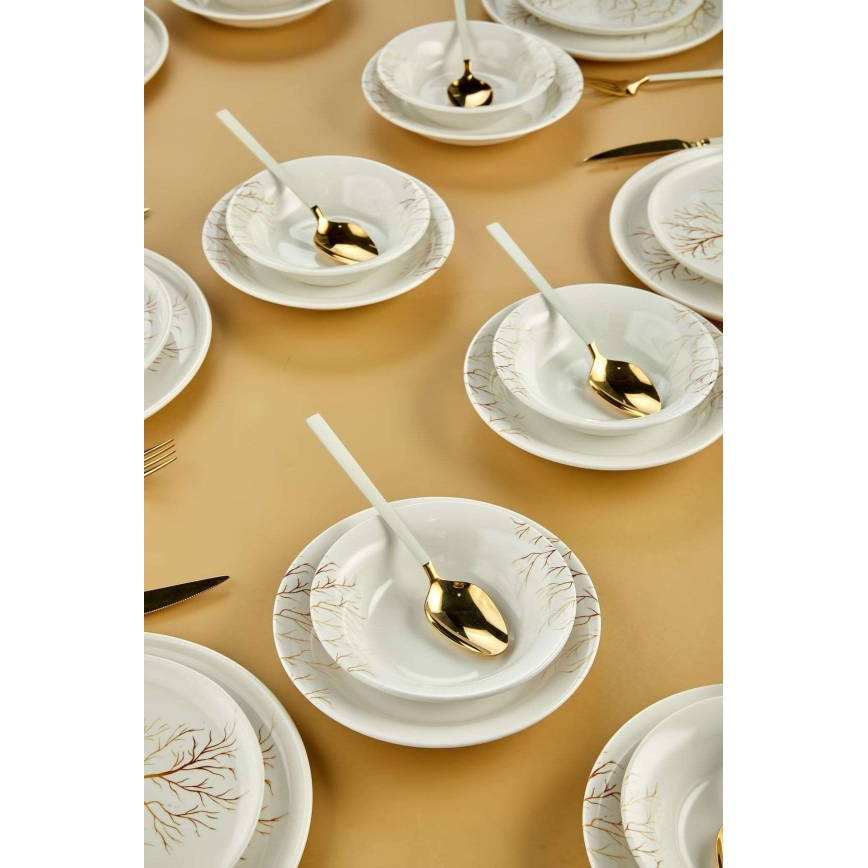 Jedálenská súprava 24 ks biela/oranžová/keramika