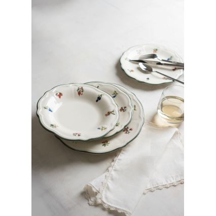 Jedálenská súprava 24 ks biela/zelená/porcelán