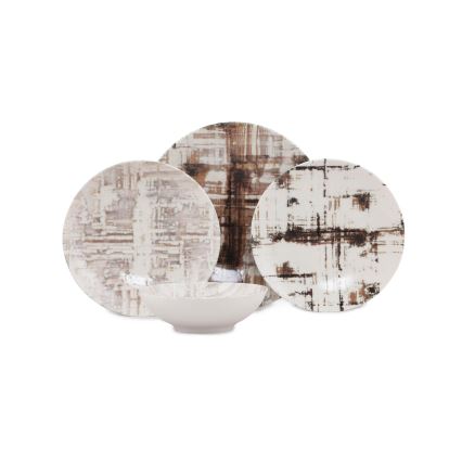 Jedálenská súprava 24 ks hnedá/biela/porcelán