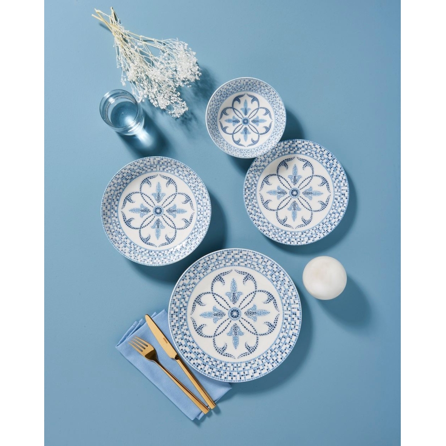 Jedálenská súprava 24 ks modrá/porcelán