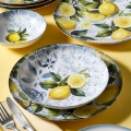 Jedálenská súprava 24 ks, modrá/žltá/zelená, porcelán
