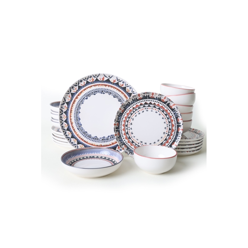 Jedálenská súprava 24 ks pestrofarebná/kamenina