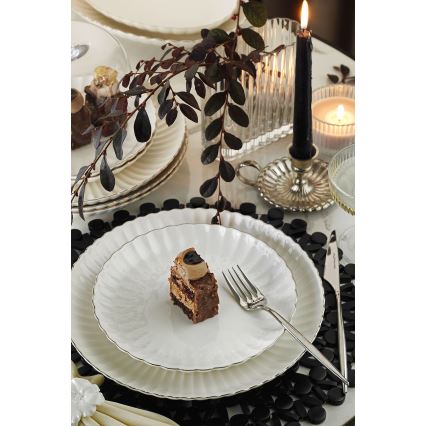 Jedálenská súprava 27 ks biela/strieborná/porcelán