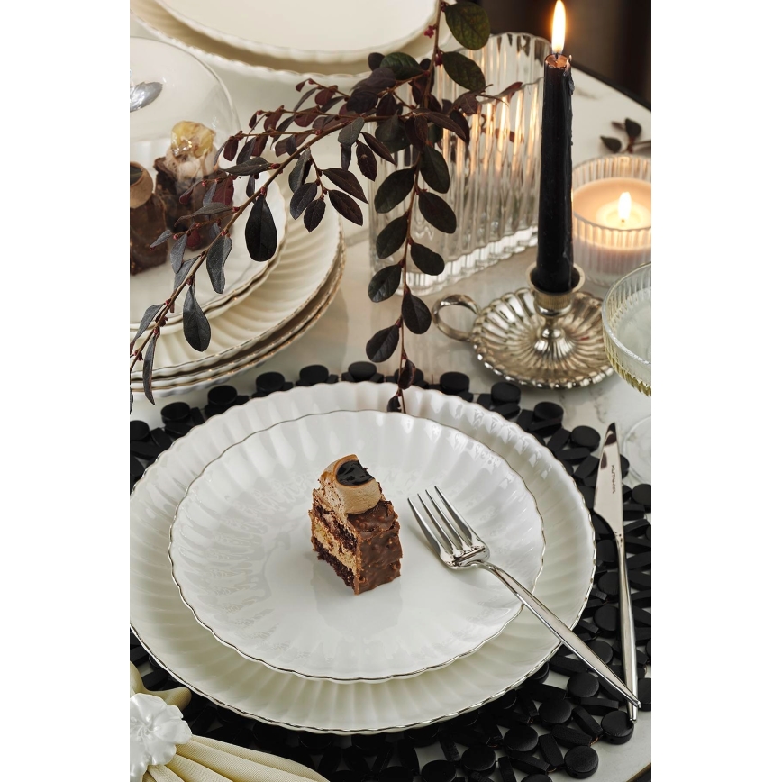 Jedálenská súprava 27 ks biela/strieborná/porcelán