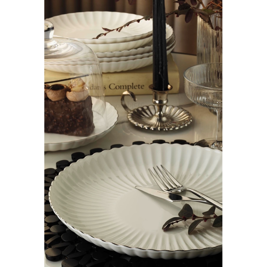 Jedálenská súprava 27 ks biela/strieborná/porcelán