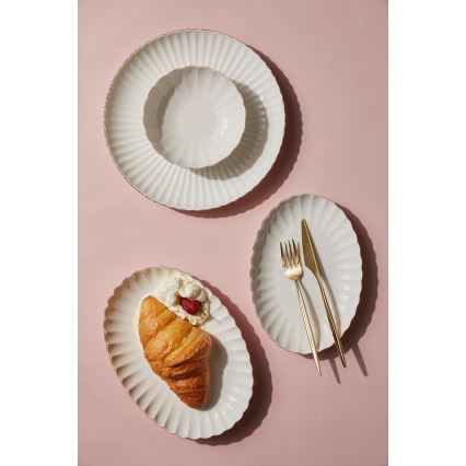 Jedálenská súprava 27 ks biela/zlatá/porcelán