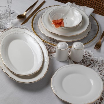 Jedálenská súprava 53 ks biela/zlatá/porcelán