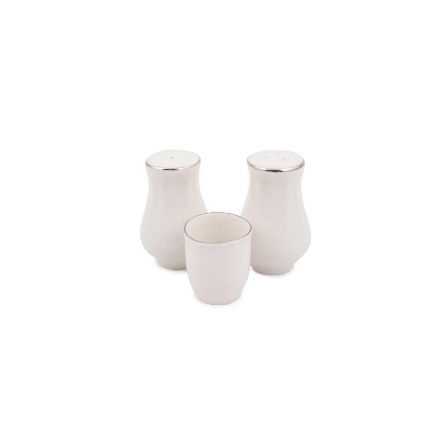 Jedálenská súprava 54 ks biela/strieborná/kostný porcelán