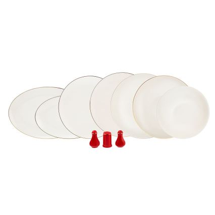 Jedálenská súprava 58 ks biela/červená/porcelán