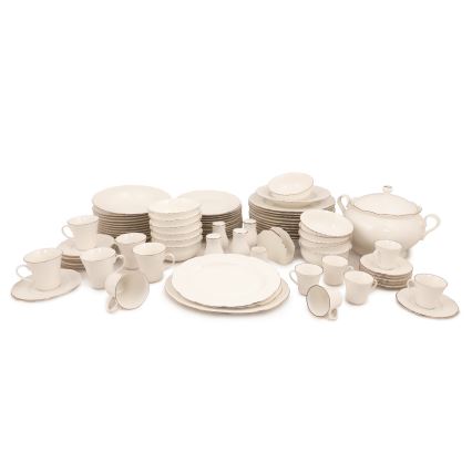 Jedálenská súprava 83 ks biela/medená/porcelán