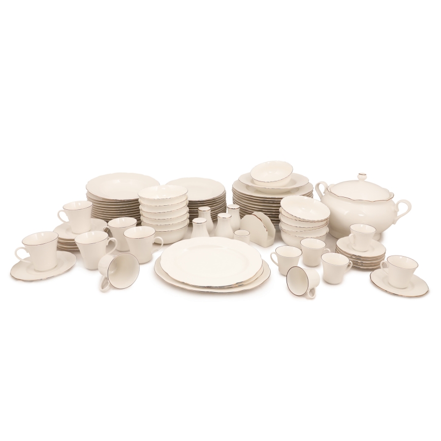 Jedálenská súprava 83 ks biela/medená/porcelán