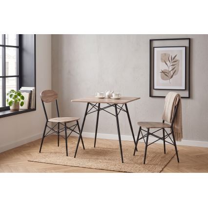 Jedálenský set KABIR 70x70 cm dub/čierna