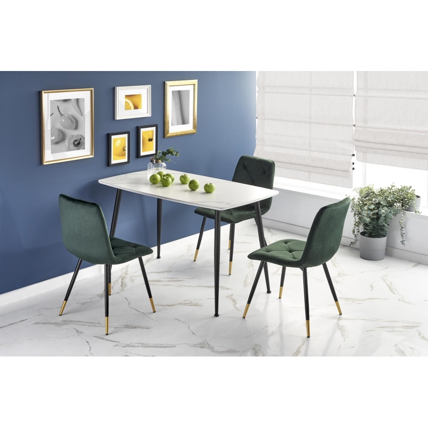 Jedálenský stôl ALARA, dekór biely mramor/čierna