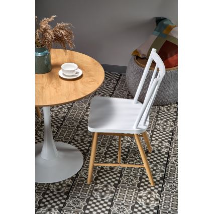 Jedálenský stôl LUGI, priemer 80 cm, hnedá/biela