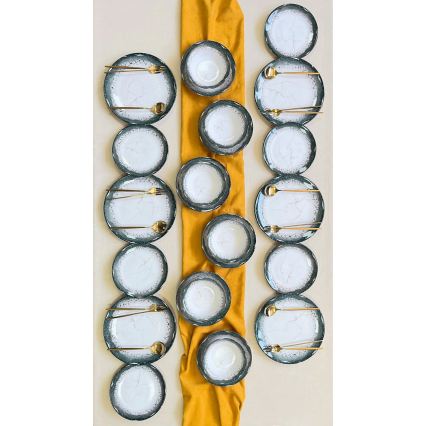 Jedálna sada 24 ks biela/antracit/keramika