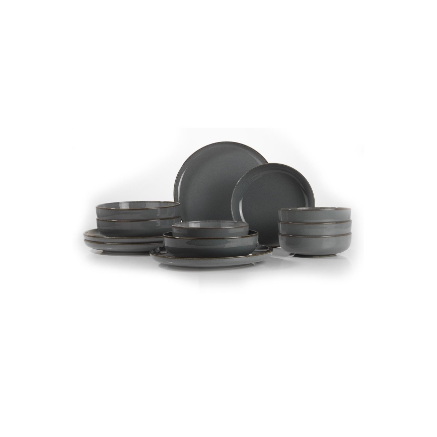 Jedálna súprava 12 ks sivá/porcelán