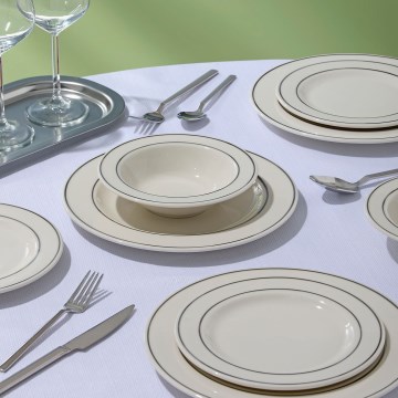 Jedálna súprava 18 ks krémová/strieborná/porcelán