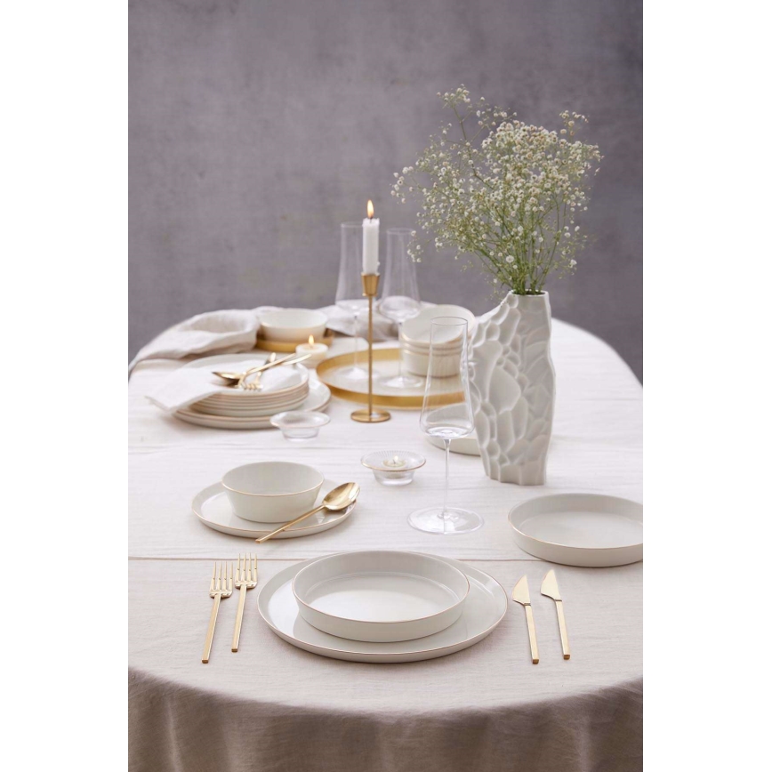 Jedálna súprava 24 ks biela/zlatá/porcelán