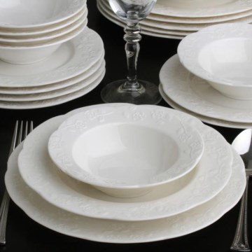 Jedálna súprava 24 ks krémová/porcelán