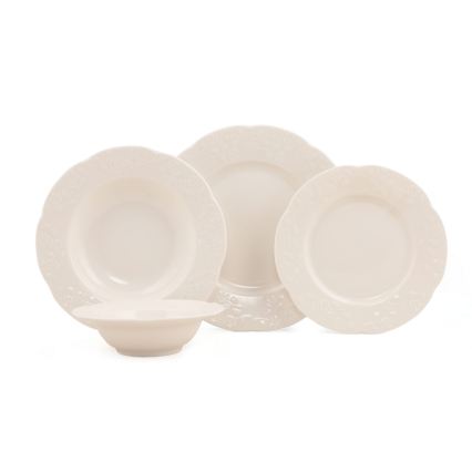 Jedálna súprava 24 ks krémová/porcelán