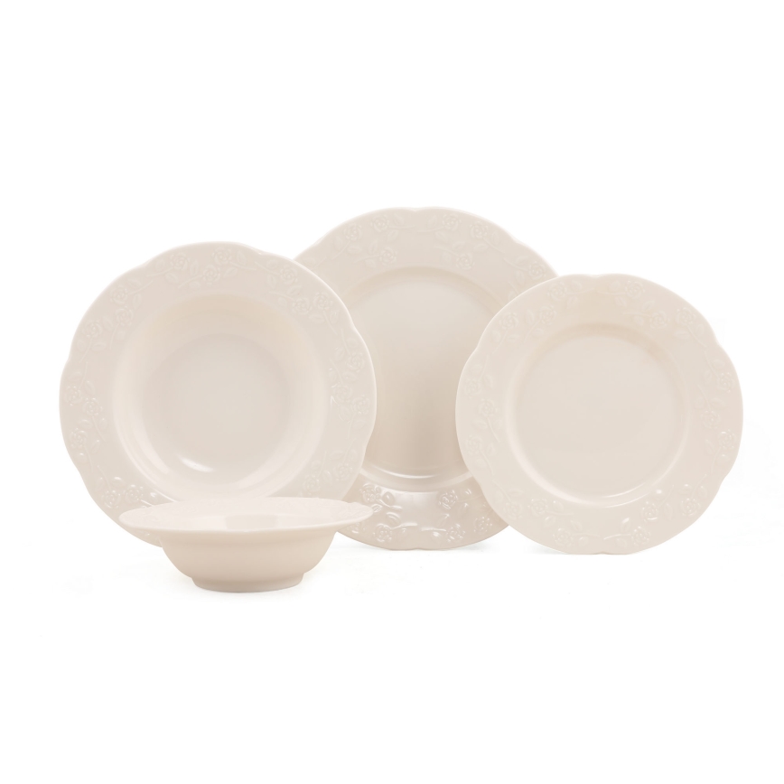 Jedálna súprava 24 ks krémová/porcelán