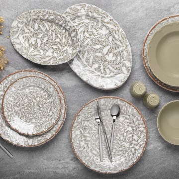 Jedálna súprava 29 ks hnedá/zelená/porcelán