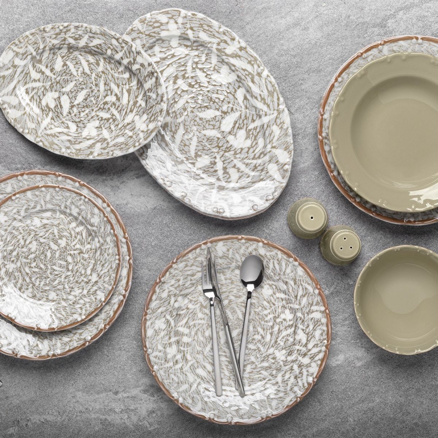 Jedálna súprava 29 ks hnedá/zelená/porcelán