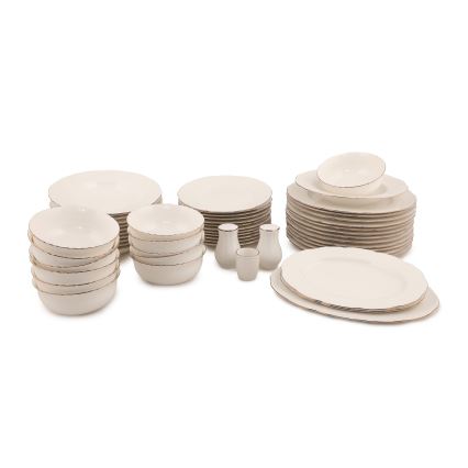 Jedálna súprava 54 ks biela/medená/kostný porcelán