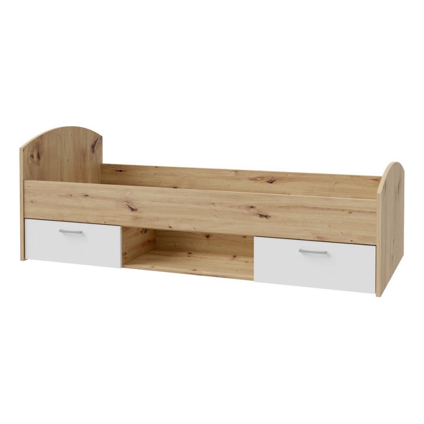 Jednolôžková posteľ s úložným priestorom URO 90x200 cm dub artisan/biela