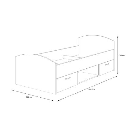 Jednolôžková posteľ s úložným priestorom URO 90x200 cm dub artisan/biela