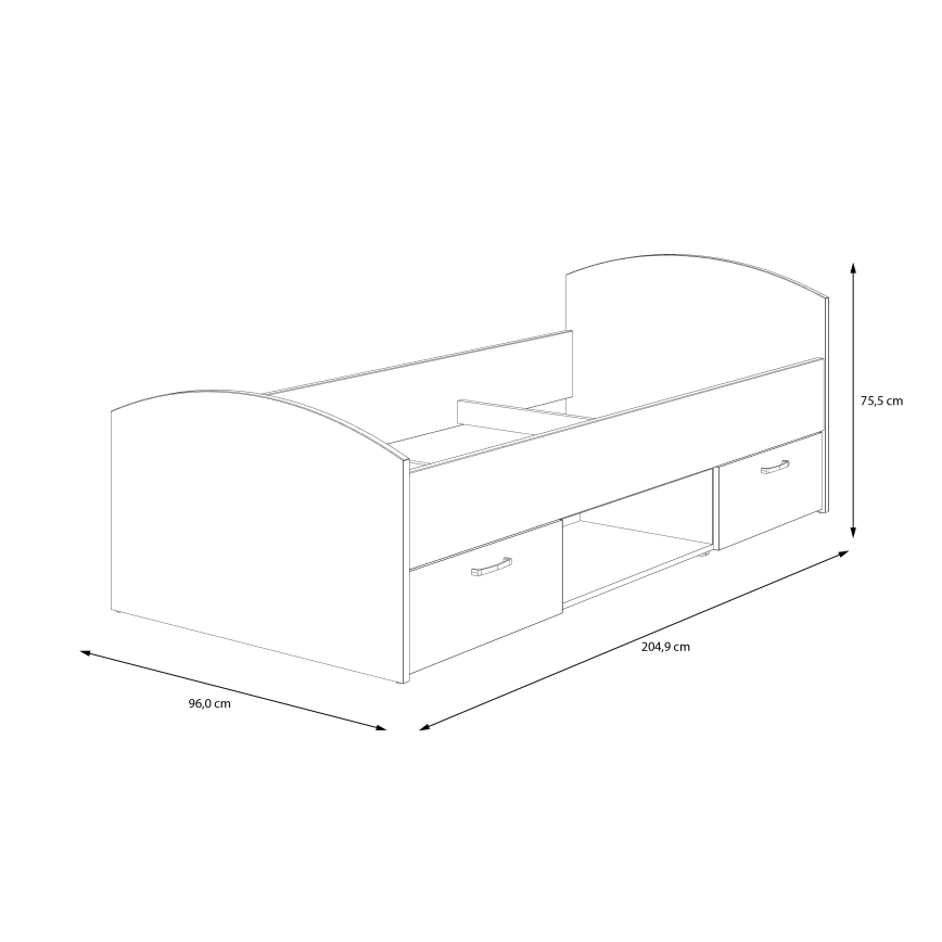 Jednolôžková posteľ s úložným priestorom URO 90x200 cm dub artisan/biela