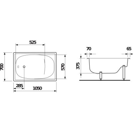 JIKA H2340000000001 - Sedacia vaňa RIGA 105x70 oceľ/biela
