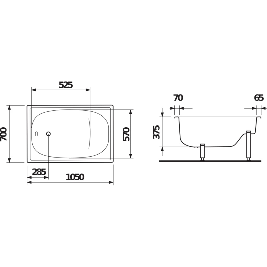JIKA H2340000000001 - Sedacia vaňa RIGA 105x70 oceľ/biela