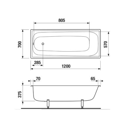 JIKA H2340200000001 - Vaňa RIGA 120x70 oceľ/biela