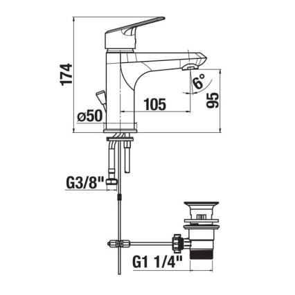 JIKA H3112E10041111 - Umývadlová batéria + výpusť bez prepadového otvoru TALAS 17,4 cm lesklý chróm